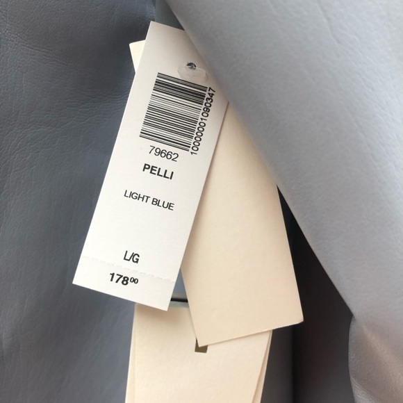 Aritzia Babaton Vegan leather Pelli shirt in light blue, size large - Picture 3 of 8